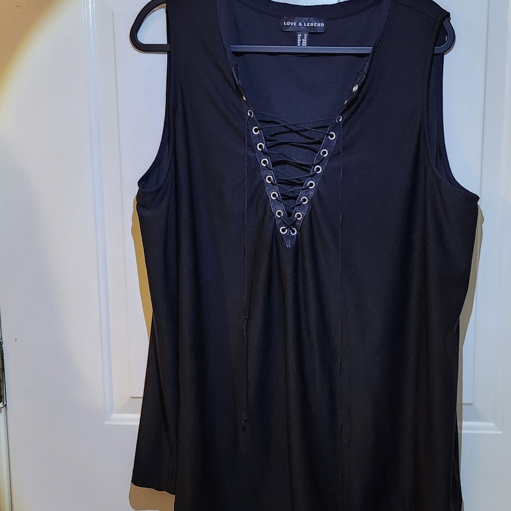 Love & Legend Black Lace-Up Women's Top